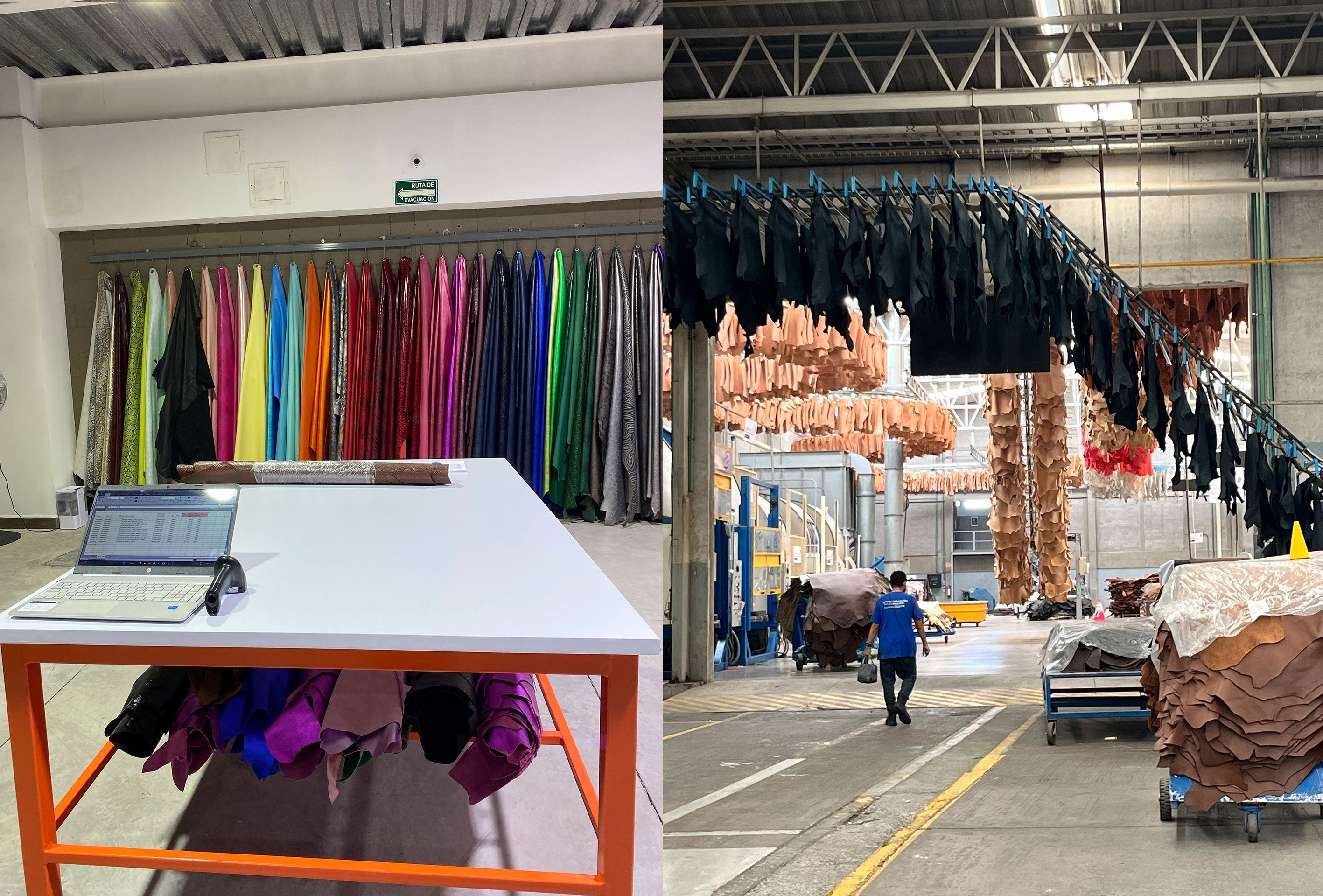 Taller de calzado en León Guanajuato trabajando pieles para zapatos de mujer.