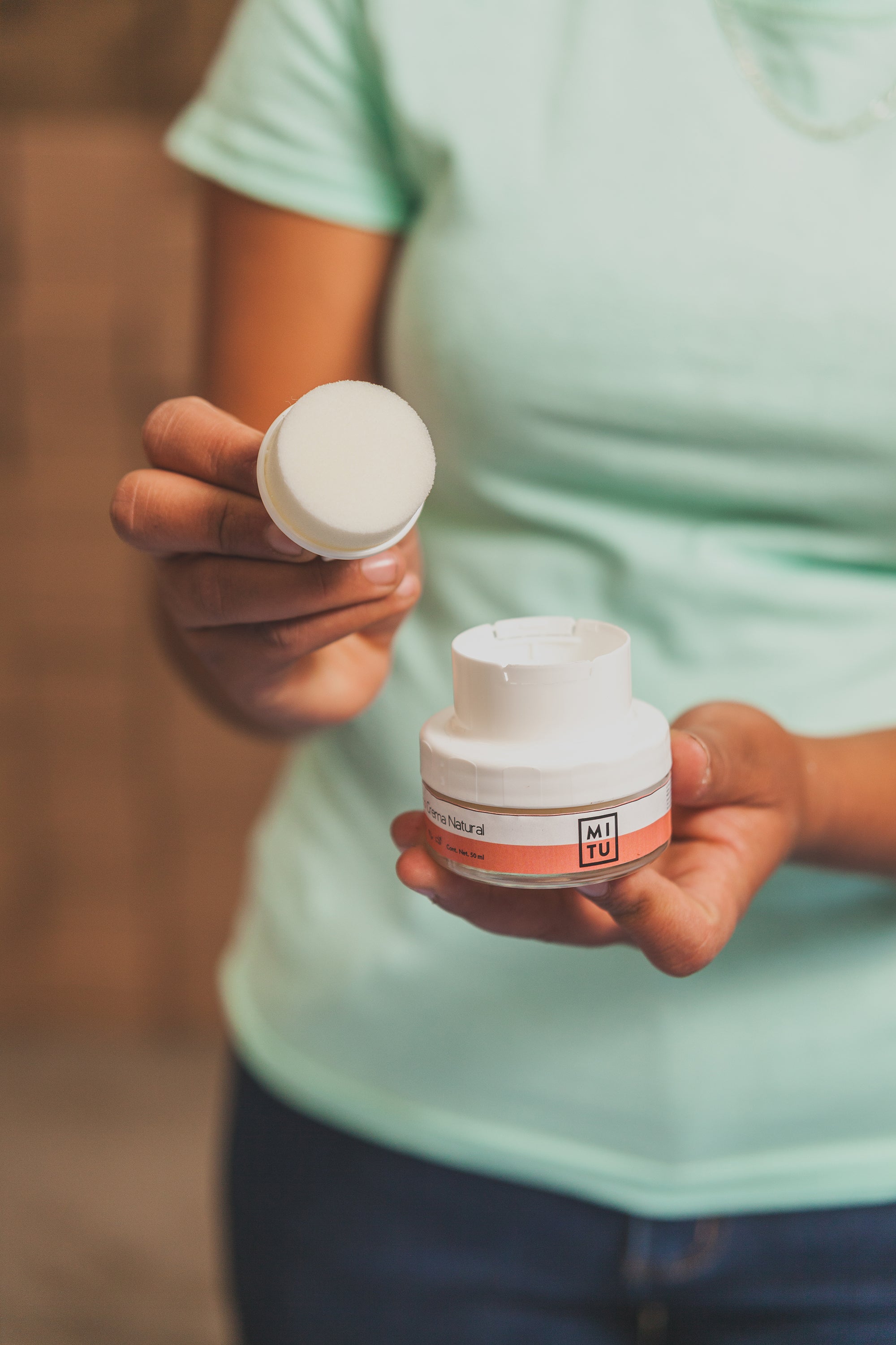 Eco crema autobrillantador con esponja neutro