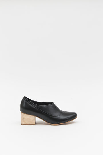 Zapatos con tacones de madera para mujer negros | Helena Negro